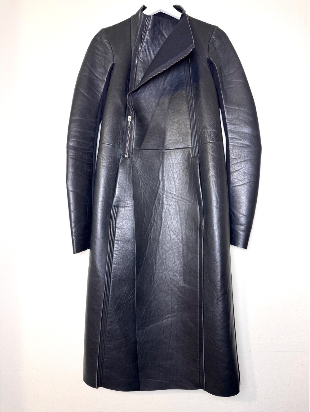 Rick Owens Lilies Eileen leather coat black FW14 size US 8